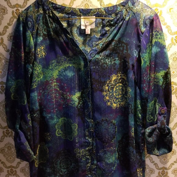 Vintage Blue sheer polyester top - Picture 1 of 3
